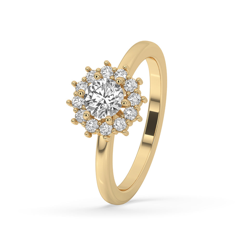 Diamond Cluster Engagement Ring With Prong Setting Charm