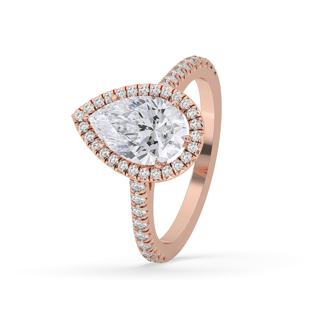 Pear Halo Engagement Ring with Elegant Pave Setting