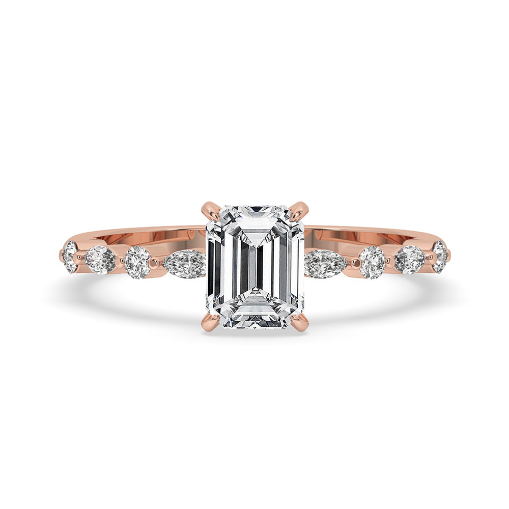 Emerald Cut Engagement Ring - Floating Style