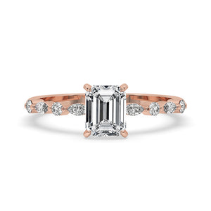 Emerald Cut Engagement Ring - Floating Style