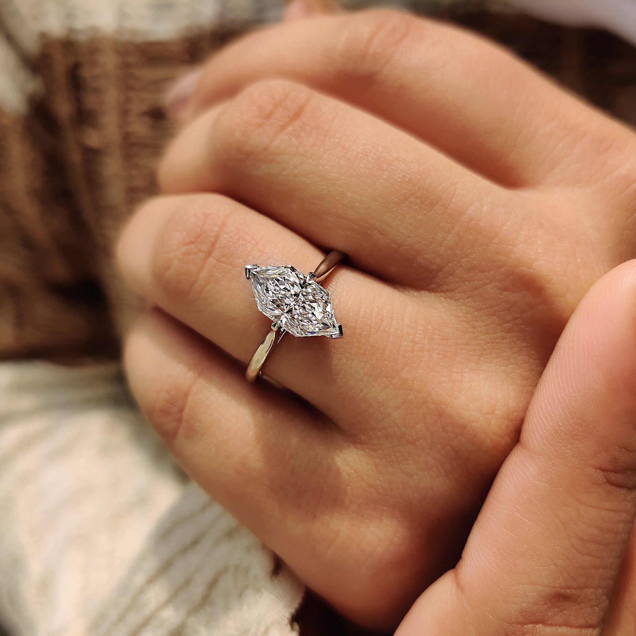 Hidden Halo Dutch Marquise Engagement Ring