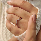 Round Cut Double Row Chevron Diamond Band