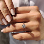 Round Cut Diamond Compass Prong Engagement Ring