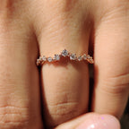 Rose Gold Diamond Wedding band With Curved Style