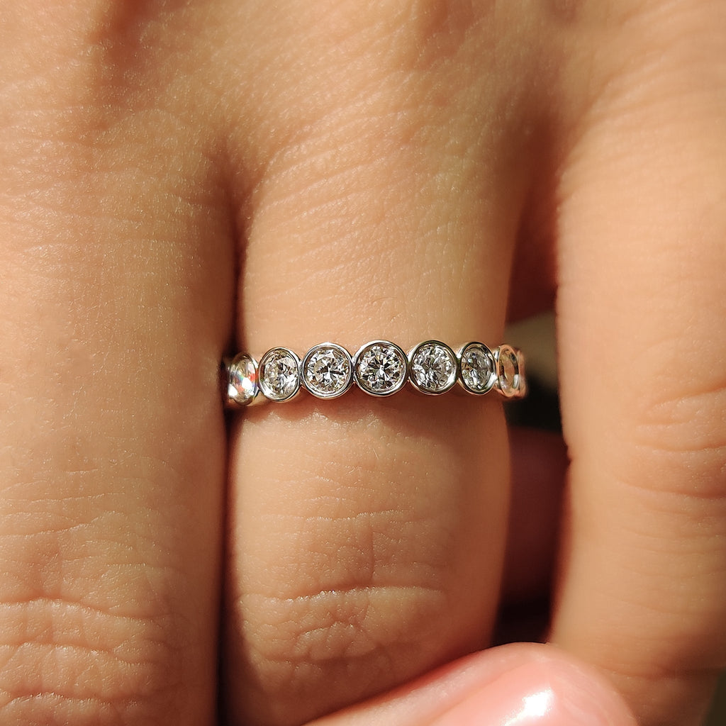 Bezel Set Wedding Band In Round Cut Diamond
