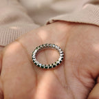 Emerald Wedding Band In Double Row Style