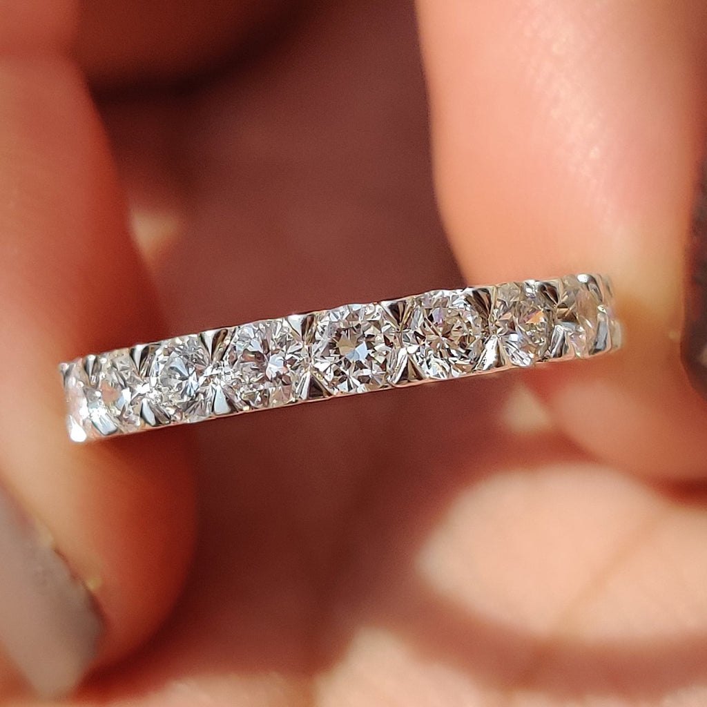 Round Cut Eternity Band In Secure Prong Setting