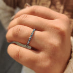 Blue Diamond Wedding Band In Shared Prong Style