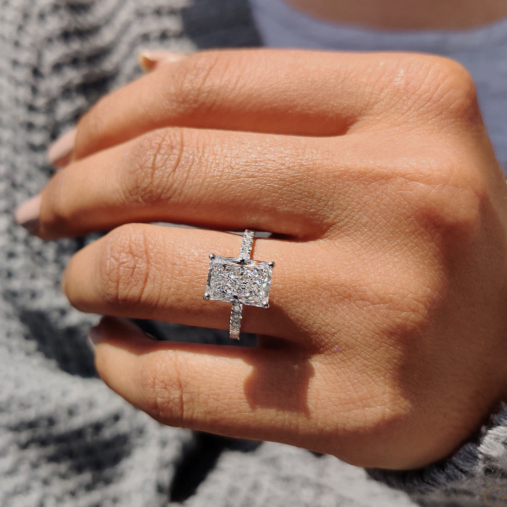 Radiant Cut Ring In Pave Setting