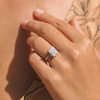 1.67 CT Radiant Cut Moissanite Hidden Halo Engagement Ring