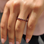 Round Cut Garnet Wedding Ring