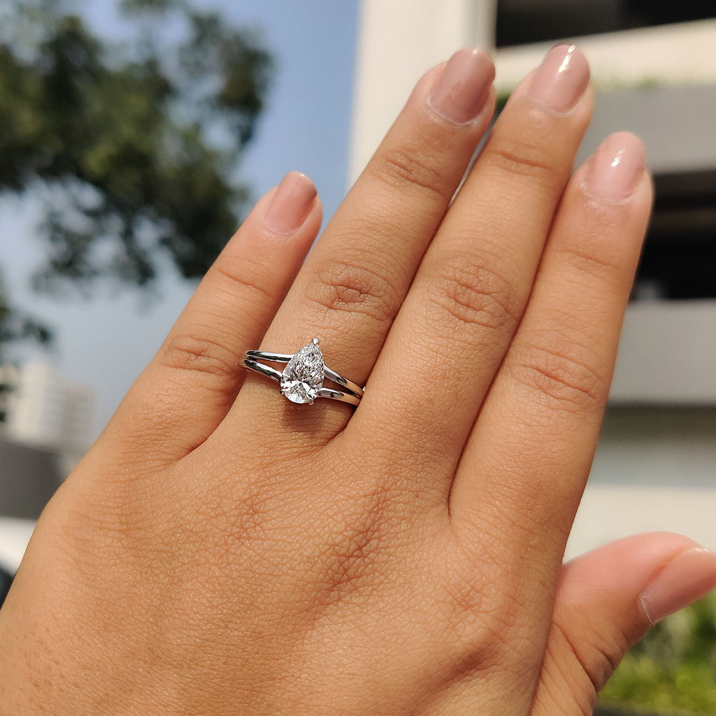 Split Shank Engagement Ring with Pear Diamond