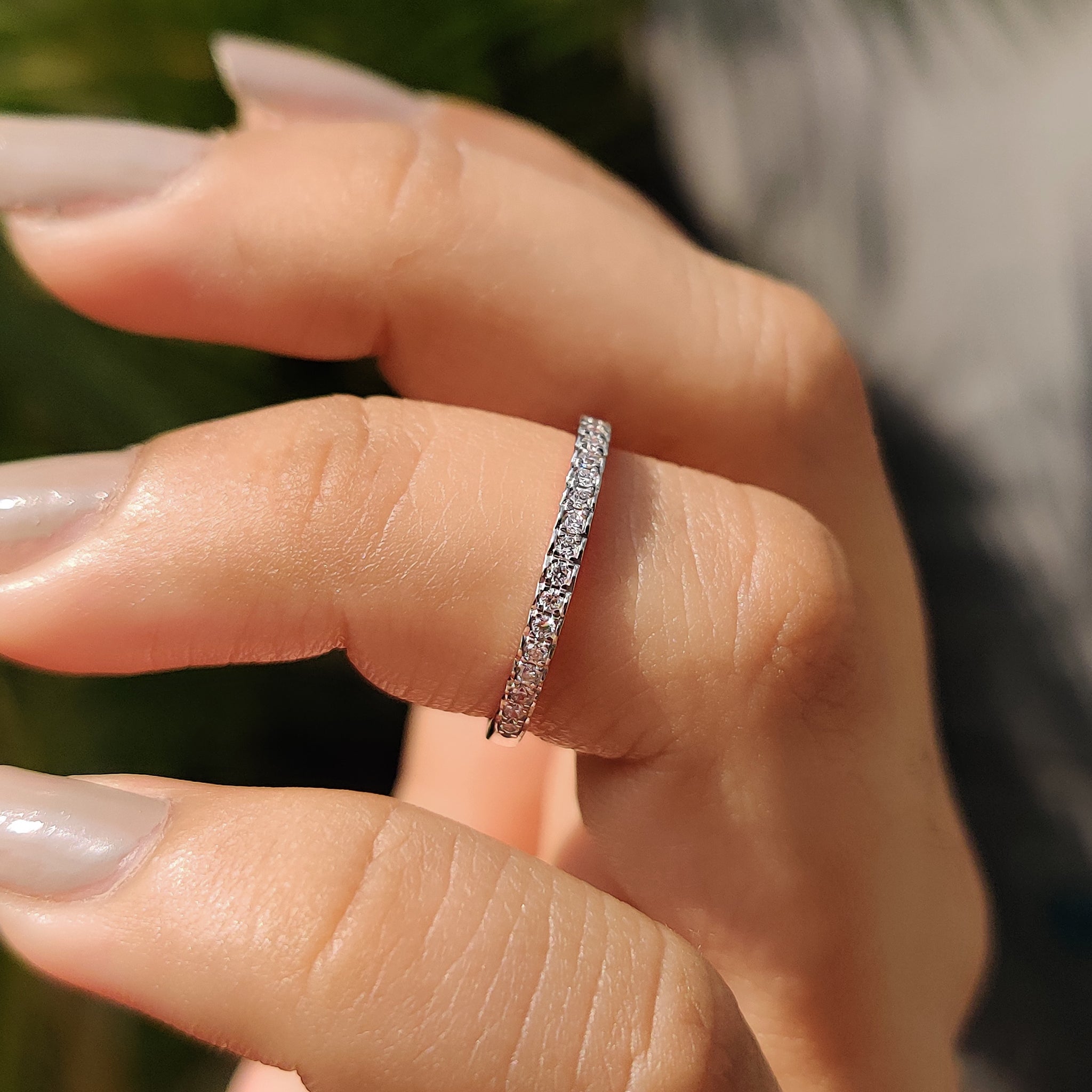 Half Eternity White Gold Diamond Band With Round Cut