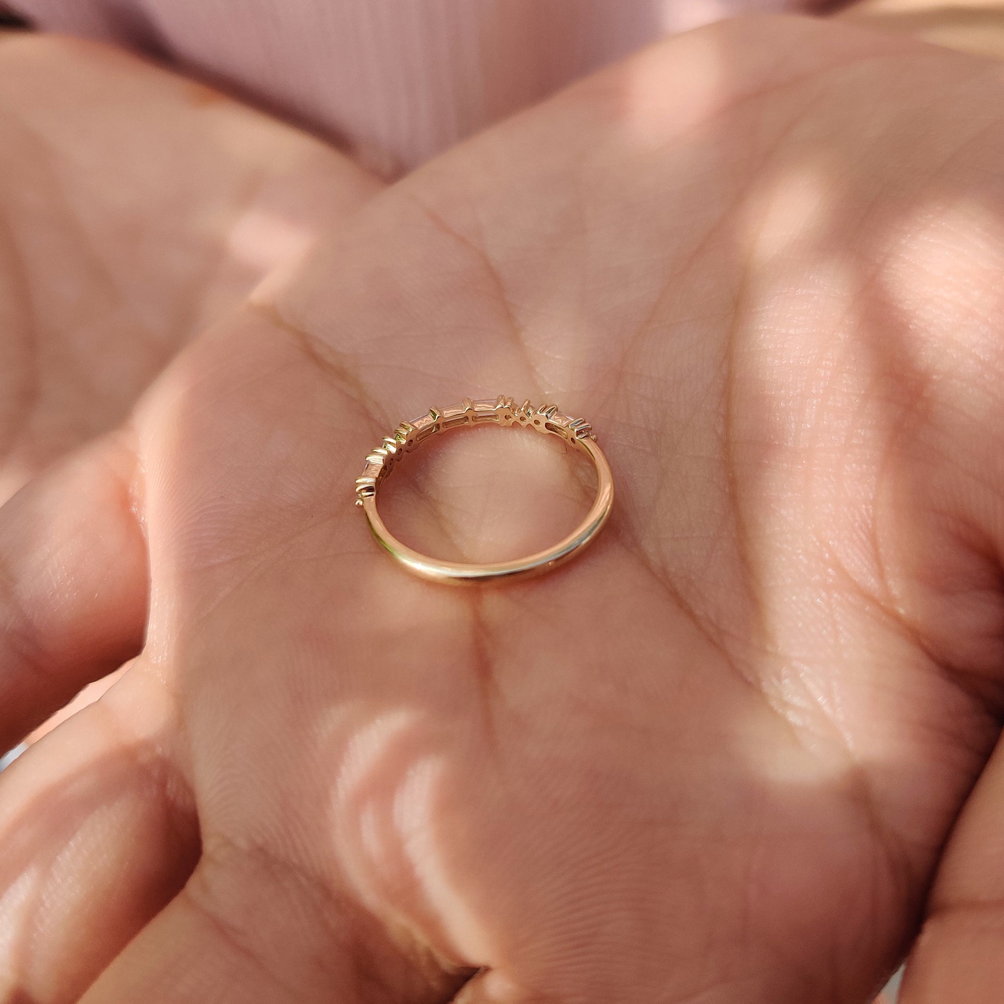 Yellow Gold Baguette And Round Diamond Band