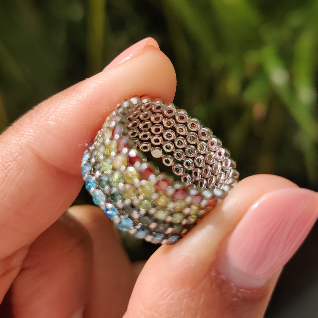 Stackable Wedding Bands In Colored Diamonds