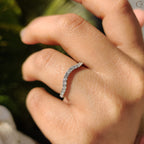 Curved Gold Wedding Band With Round Diamond