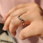 V Shaped Wedding Band With Round Cut