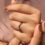 Curved Wedding Band With Round Cut Diamond