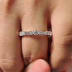 Half Eternity Wedding Band In Round And Baguette Diamond