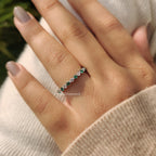 Green Emerald and Diamond Wedding Band