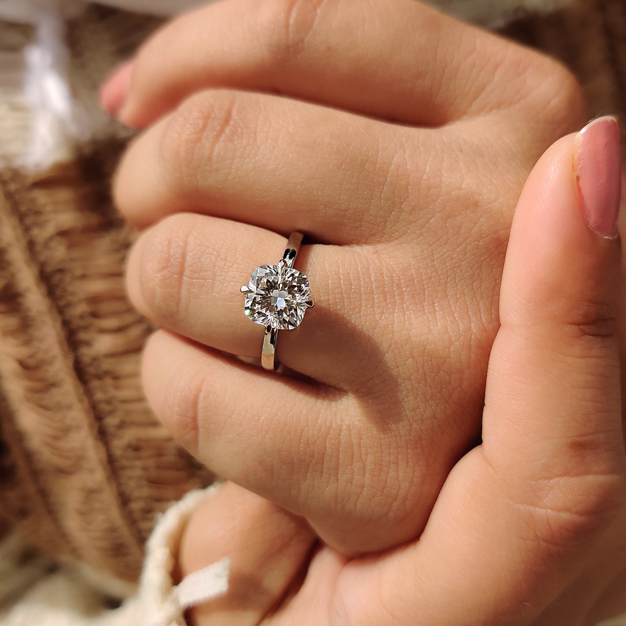Cushion Diamond Engagement Ring In Solitaire Style Secondary image