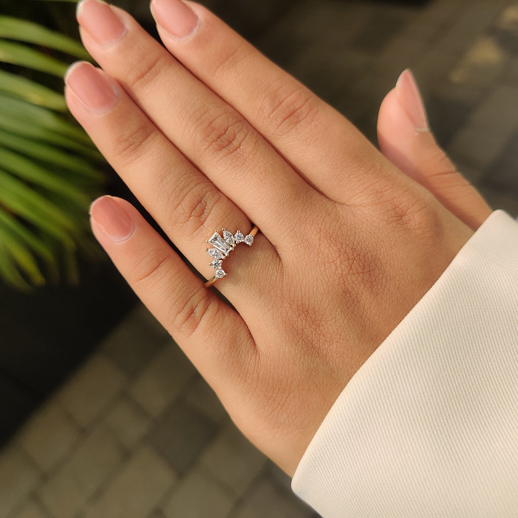 Tiara Wedding Band With Tapered Baguette Diamond