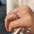 Round Cut Stackable Wedding Band In Double Row Chevron Style