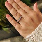 Half Eternity Marquise And Round Wedding Band
