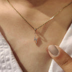Round Diamond Lighting Bolt Yellow Gold Pendant