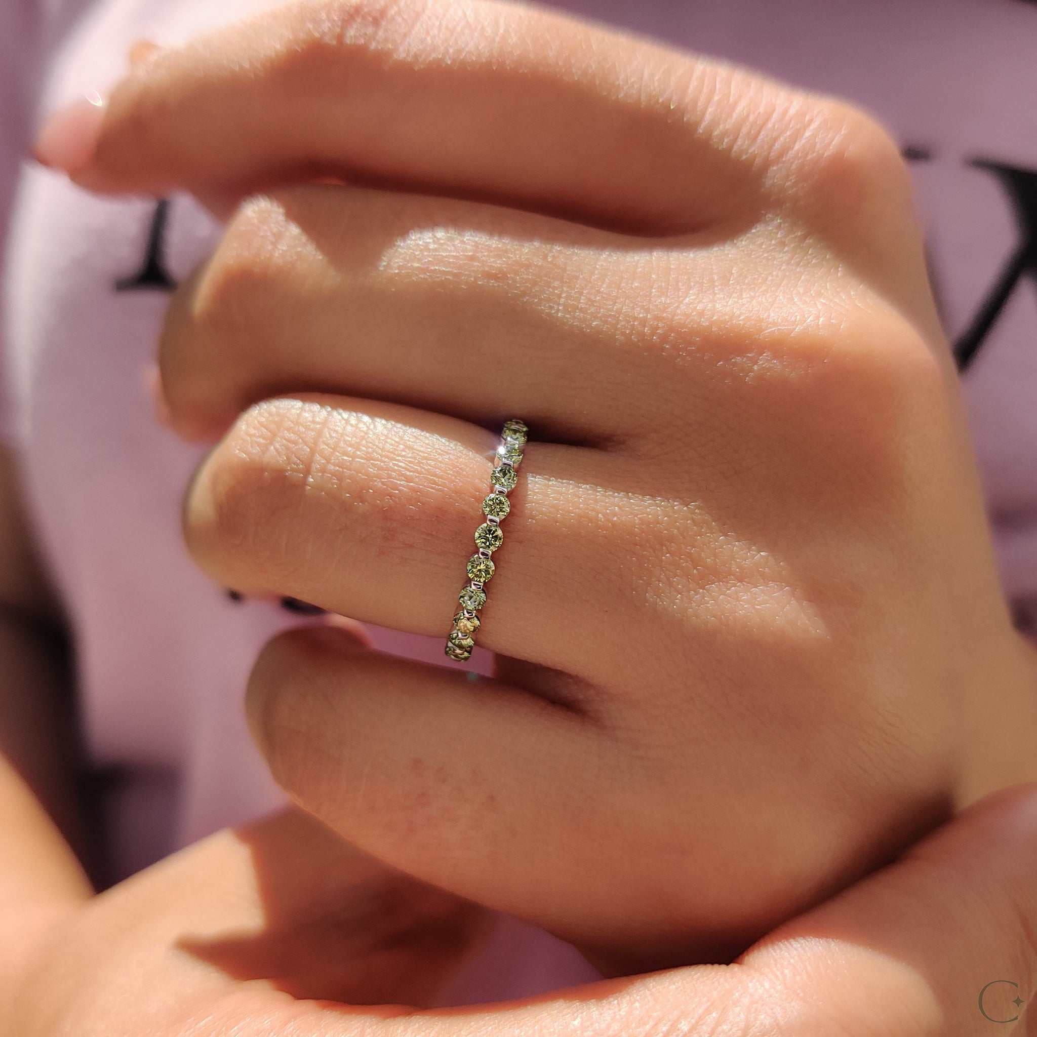 Eternity Round Cut Green Diamond Band
