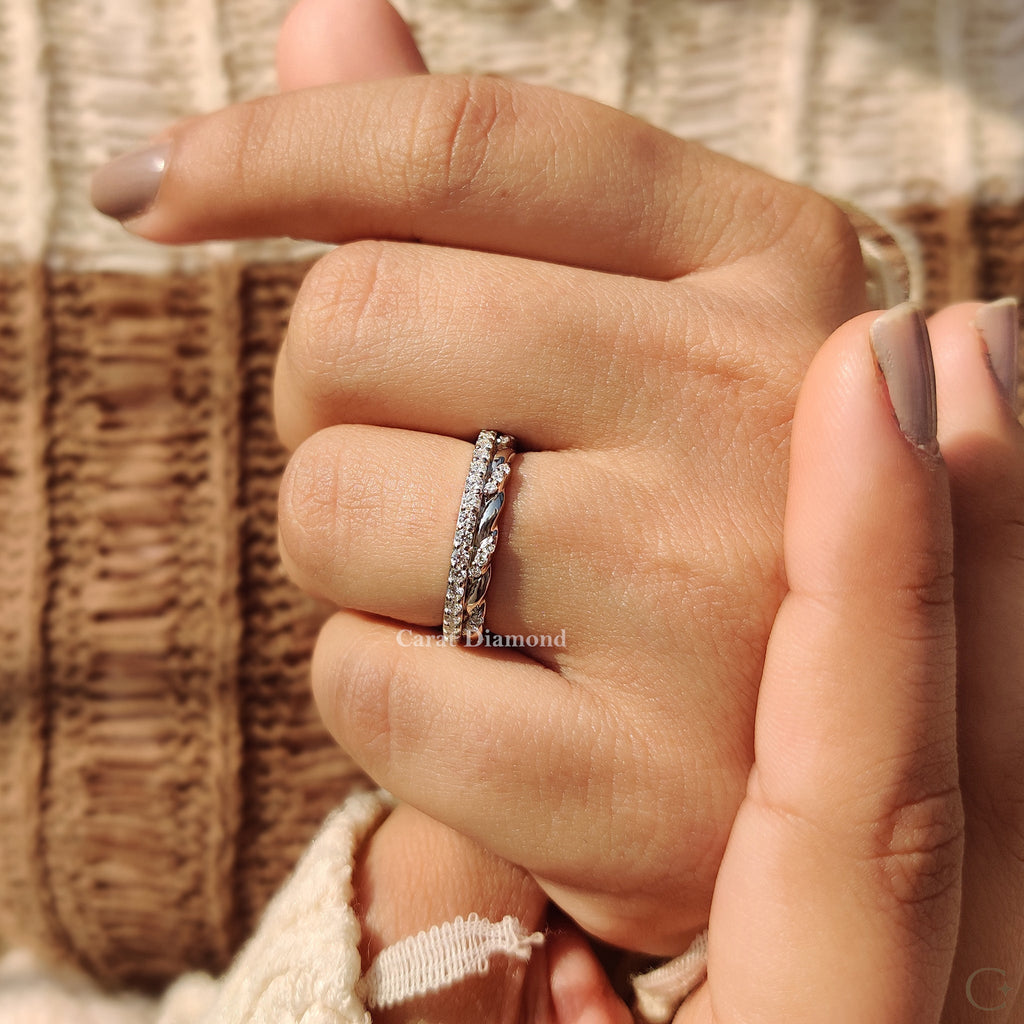 Double Wedding Band In Round Diamond Half Eternity Design