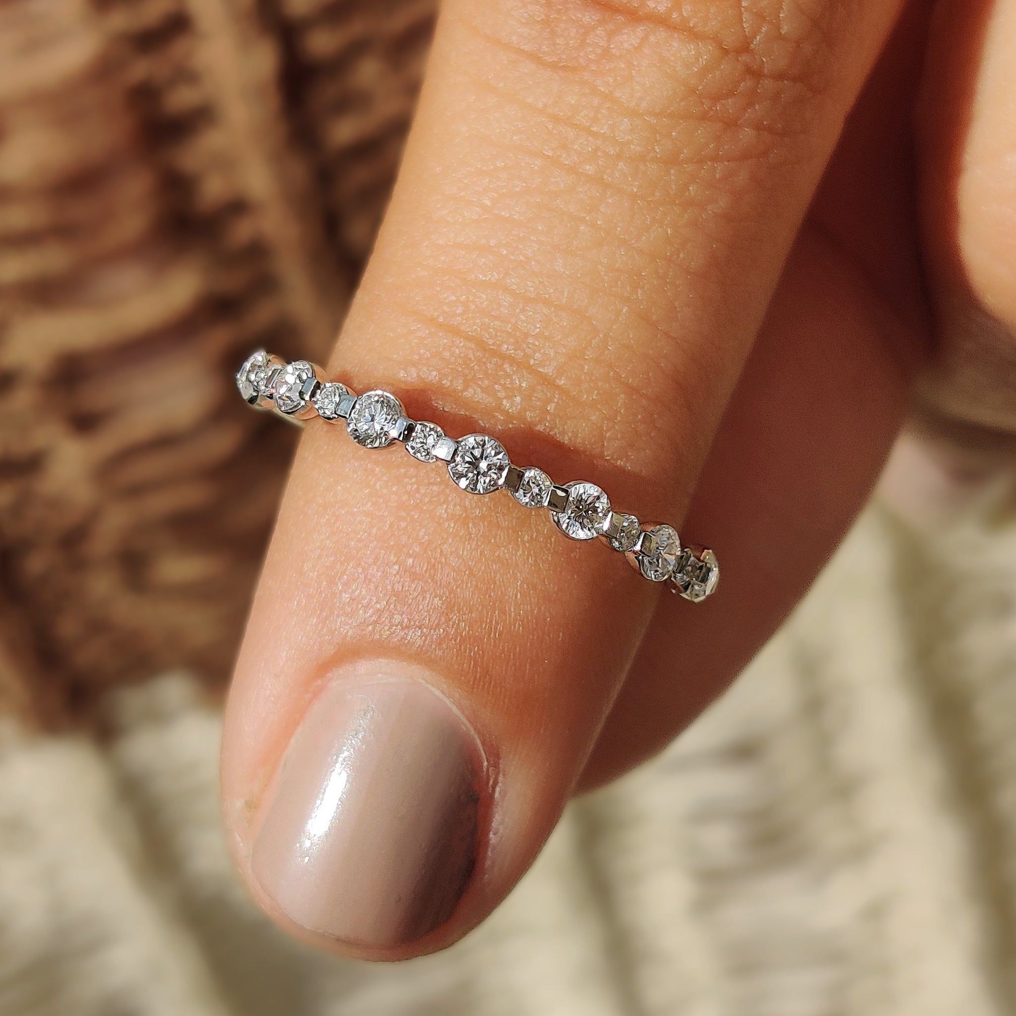 Moissanite Round Cut Half Eternity Band