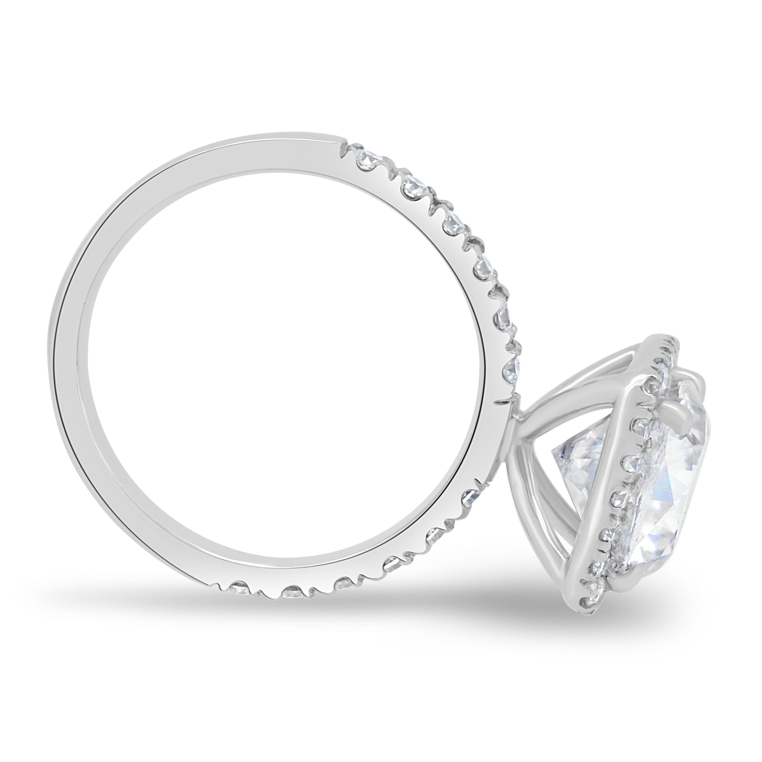 2.50 CT Cushion Moissanite Halo Pave Setting Engagement Ring