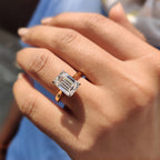 Cathedral Emerald Cut Ring With Tapered Shank Band
