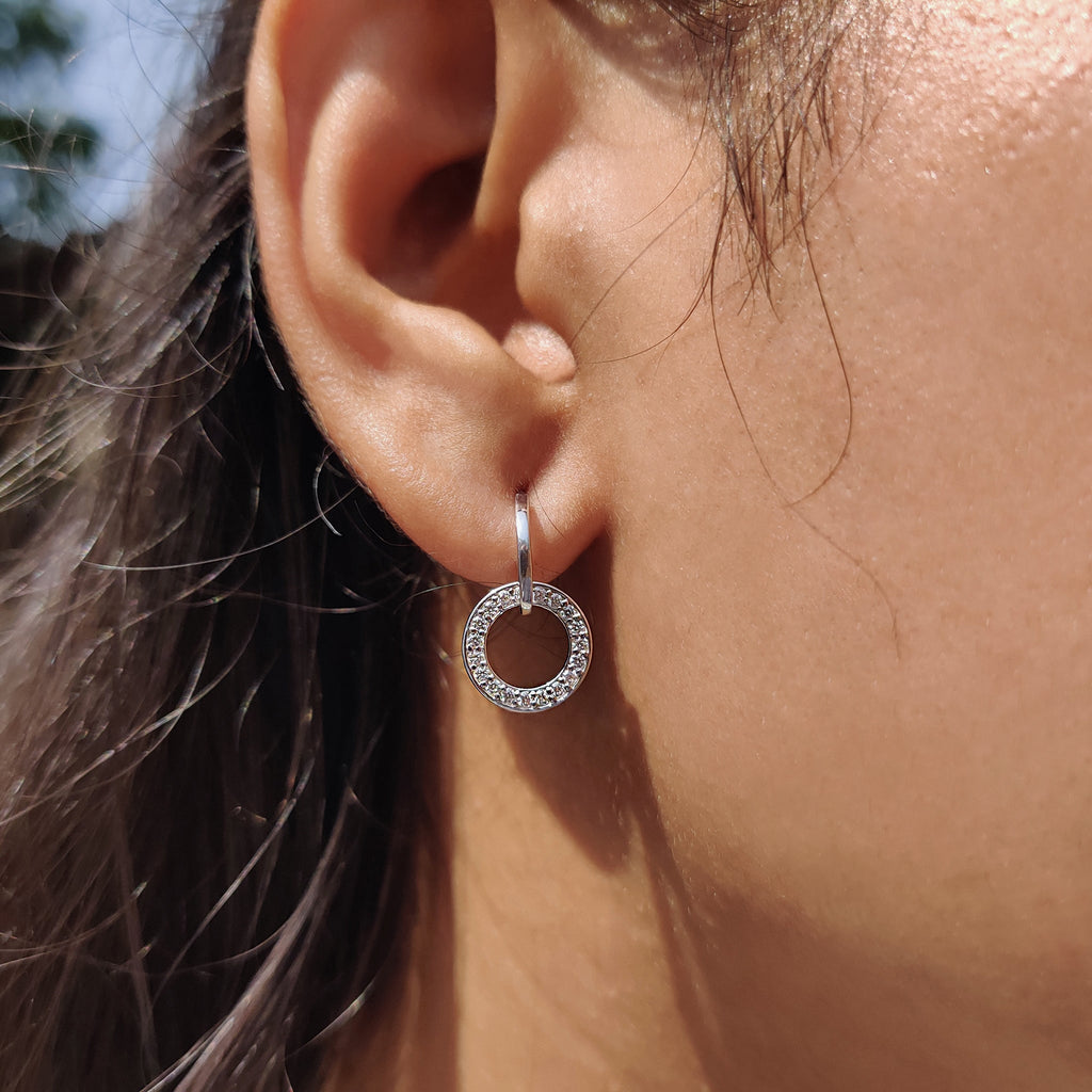 Round Cut Open Circle Diamond Earrings