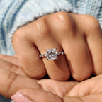 Princess Cut Moissanite Ring With Pave Setting