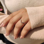 Chevron Wedding Band With Round Diamond