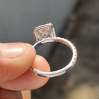 Princess Cut Moissanite Ring in classic pave setting