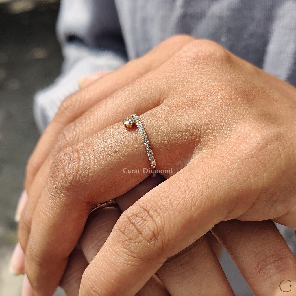 Round Diamond Wedding Band in Sleek Pave Style