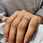Round Cut Three Row Pave Wedding Band
