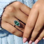 Green Moissanite Dutch Marquise Ring