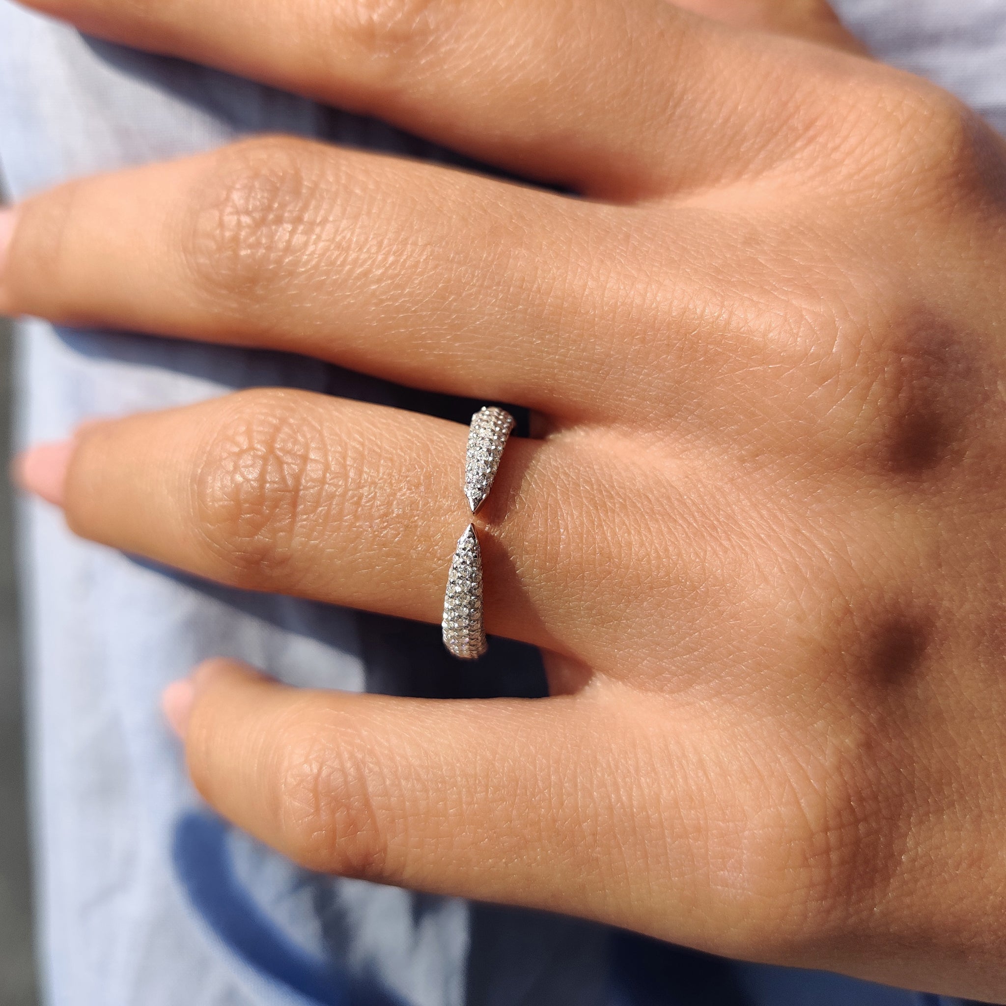 Three Side Pave Open Wedding Band With Round Cut Secondary image