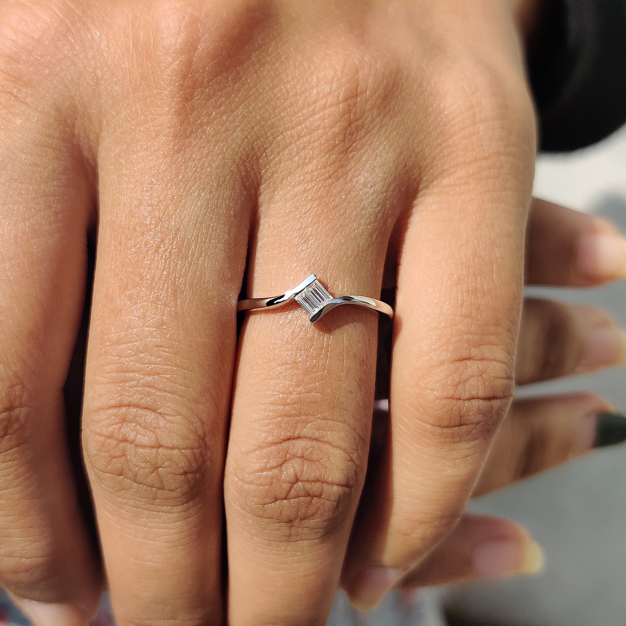 Baguette Cut Toi Et Moi Engagement Ring