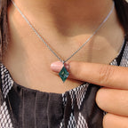 Cyan Blue Lozenge Cut Moissanite Pendant