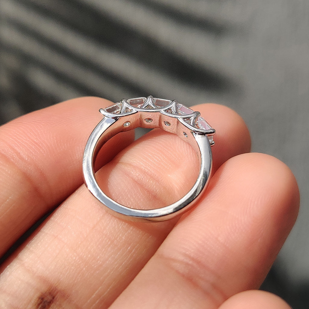Asscher Cut Diamond With White Gold Wedding Ring
