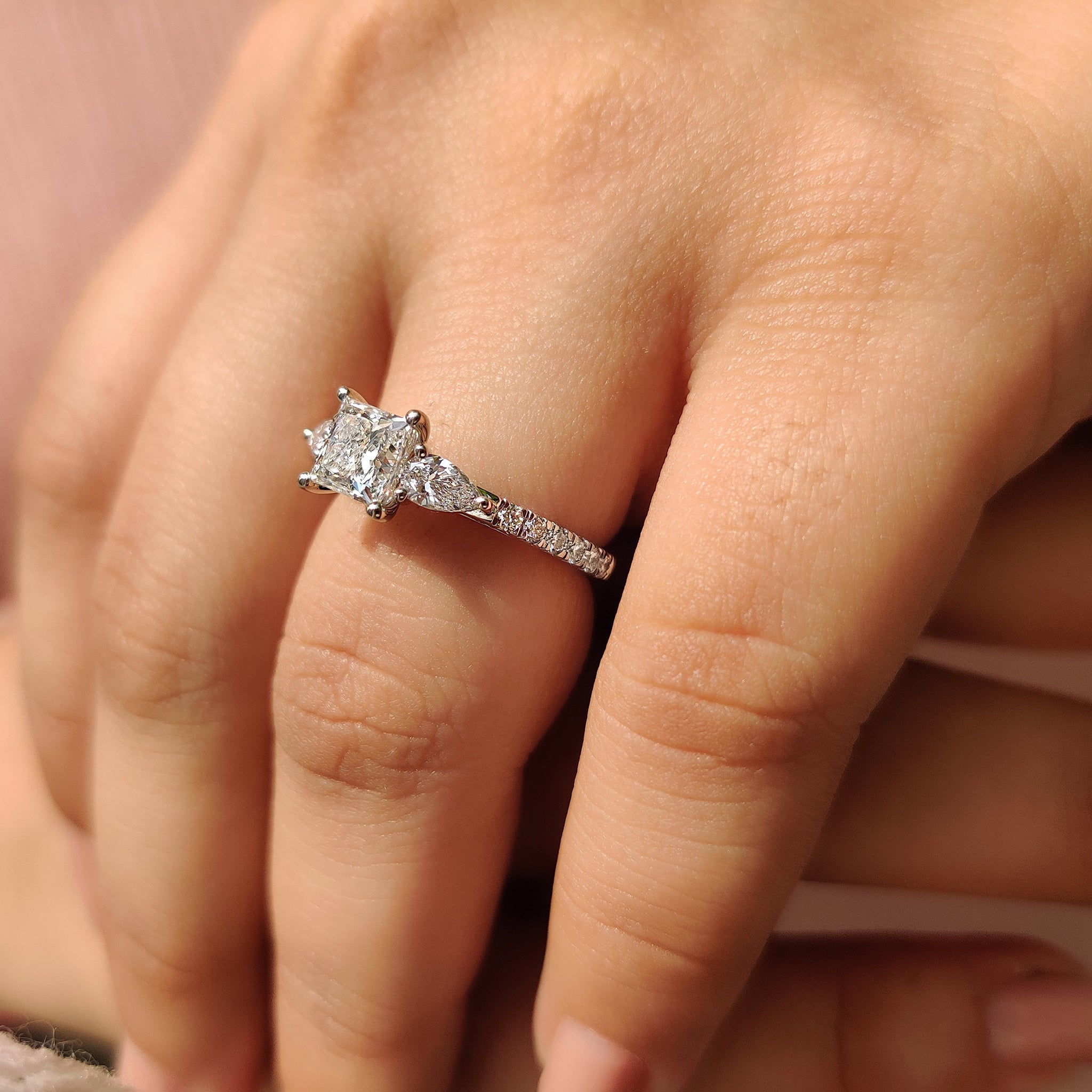 Princess Cut Diamond In Pave Setting Ring