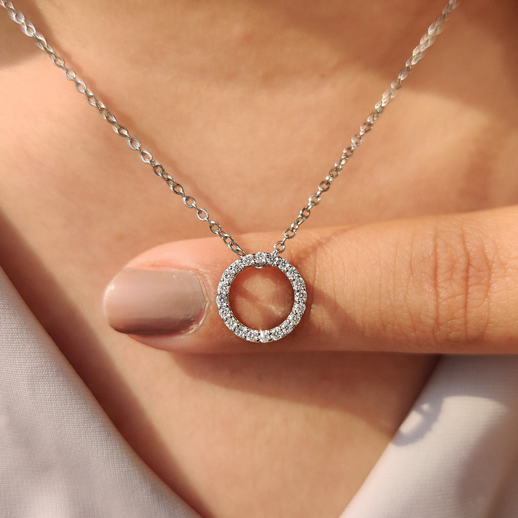 Open Circle Round Diamond Pendant