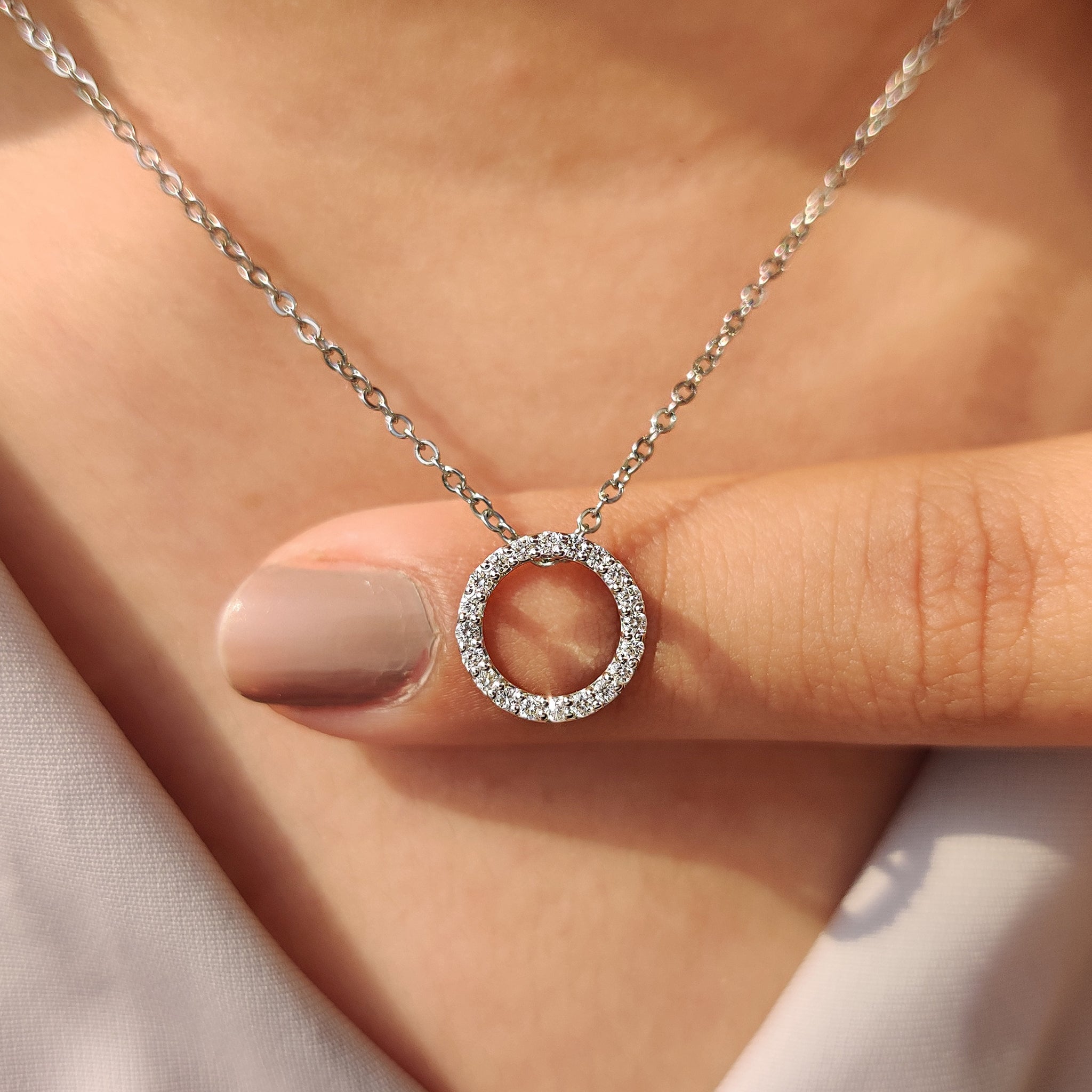Open Circle Round Diamond Pendant