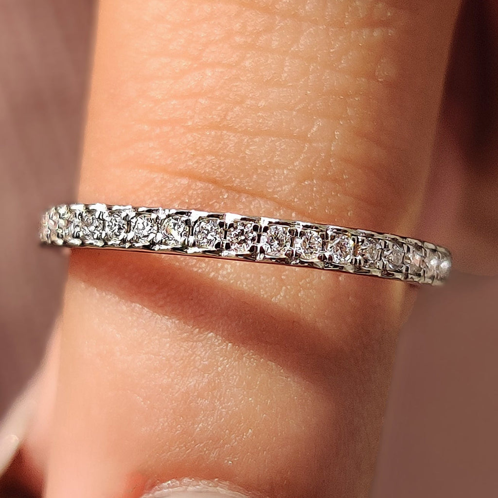 Half Eternity White Gold Diamond Band With Round Cut
