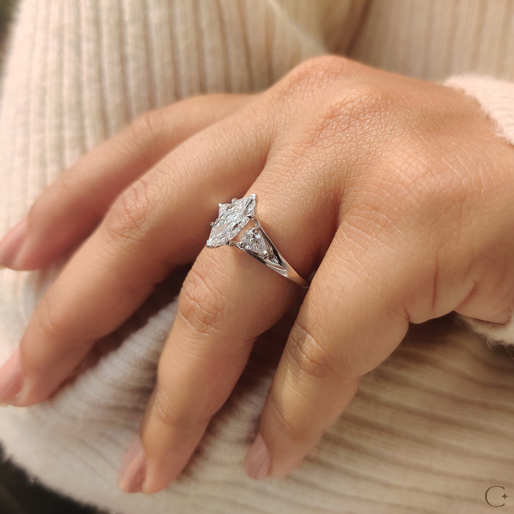 Marquise And Pear Diamond Ring